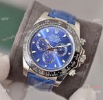 Rolex Daytona Blue Dial Replica Blue Leather Strap Watch